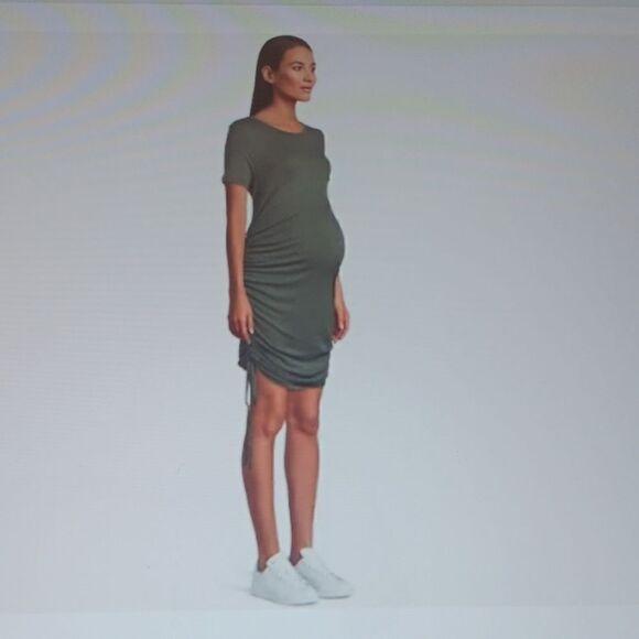 New Maternity Side Ruched Bodycon Dress Large Black & White New Wi… - Picture 1 of 4